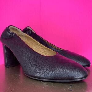 Alberto Fermani Dark Brown Leather Round Toe Block Heel Pump Sz 10